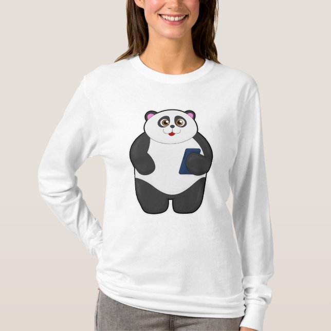 Panda with Mobile phone T-Shirt (Front)