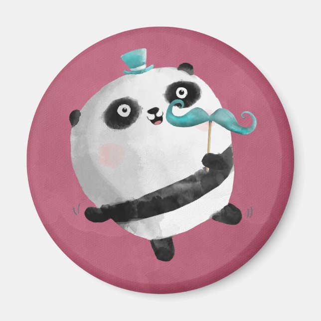 Panda with Moustaches Magnet (Front)
