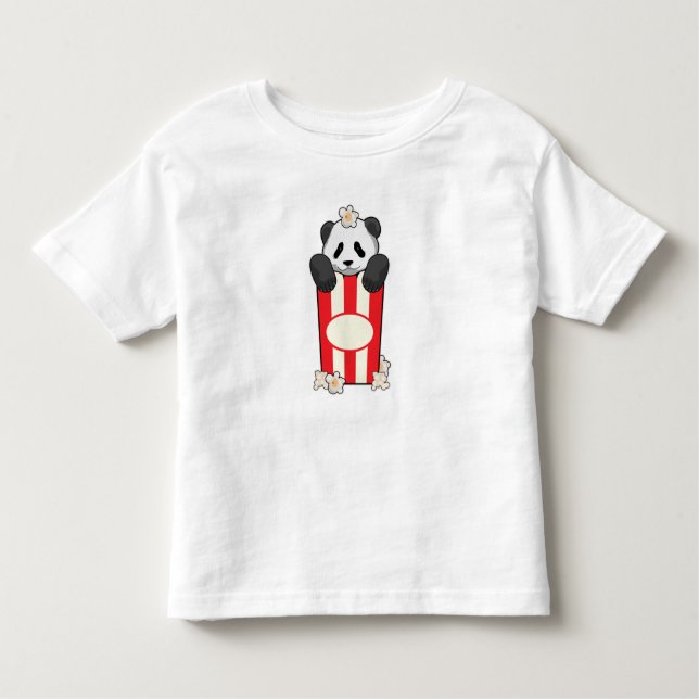 Panda with Popcorn Toddler T-Shirt (Front)