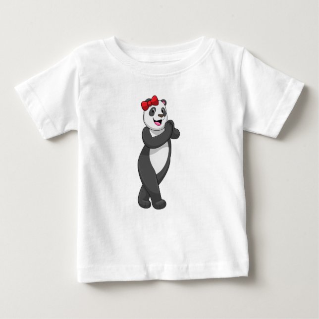 Panda with Ribbon Baby T-Shirt (Front)