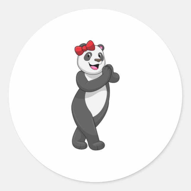 Panda with Ribbon Classic Round Sticker (Front)