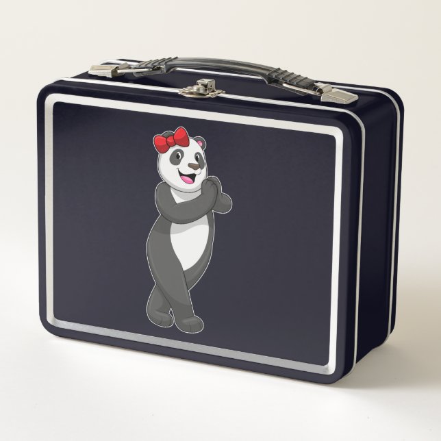 Panda with Ribbon Metal Lunch Box (Front)