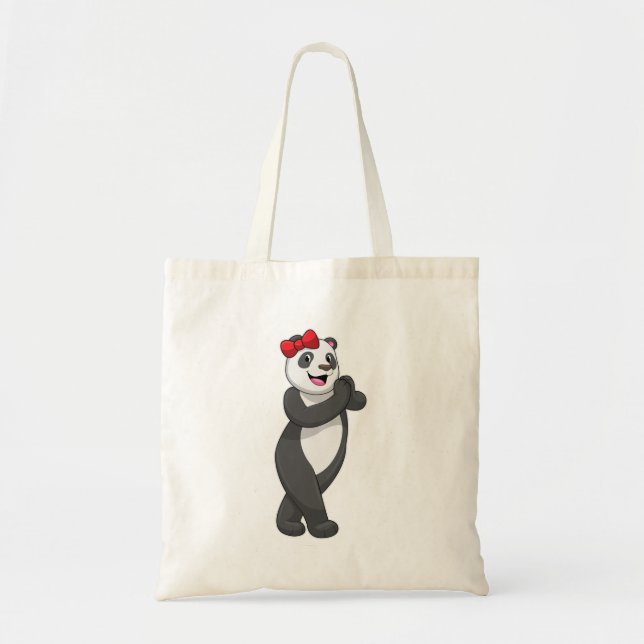 Panda with Ribbon Tote Bag (Front)
