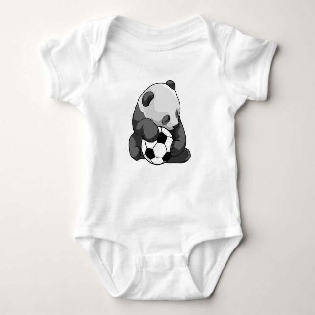 Panda with Soccer ball Baby Bodysuit (Front)
