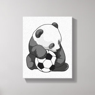 Panda with Soccer ball Canvas Print