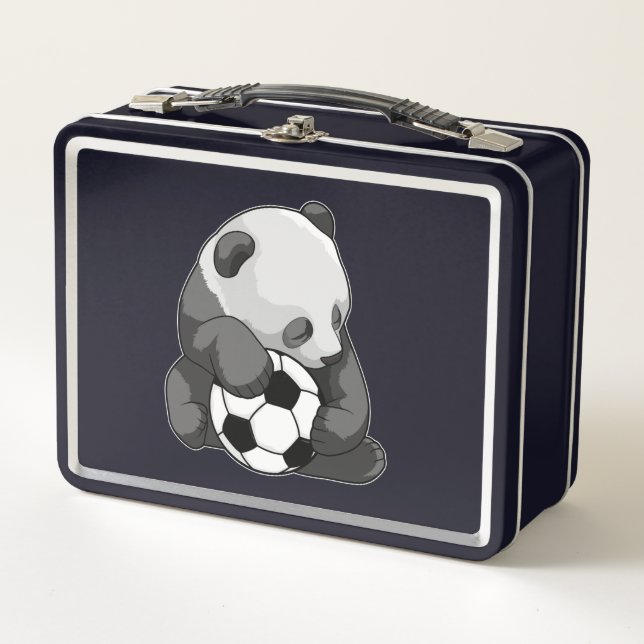 Panda with Soccer ball Metal Lunch Box (Front)