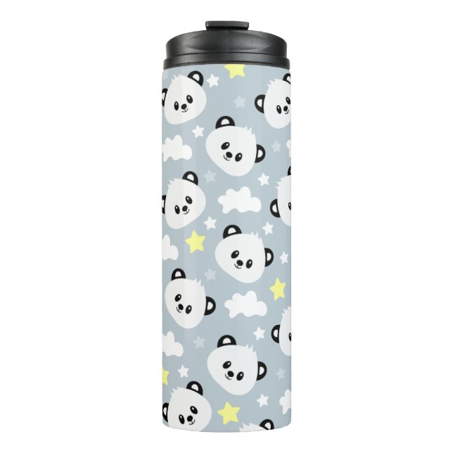 Panda with stars and clouds pattern thermal tumbler (Front)