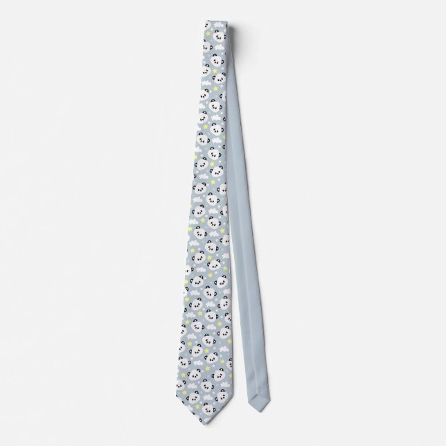 panda with stars and clouds pattern tie (Front)