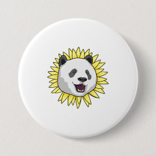 Panda with Sunflower 7.5 Cm Round Badge
