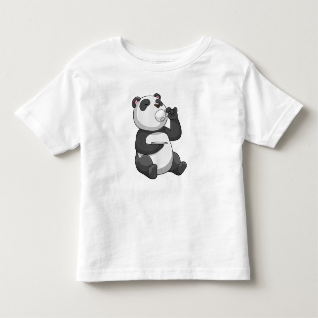 Panda with Tea Cup Toddler T-Shirt (Front)