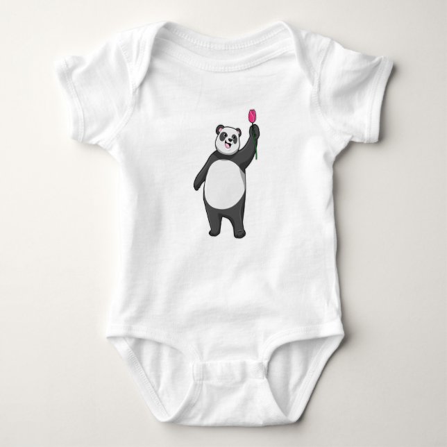Panda with Tulip Baby Bodysuit (Front)