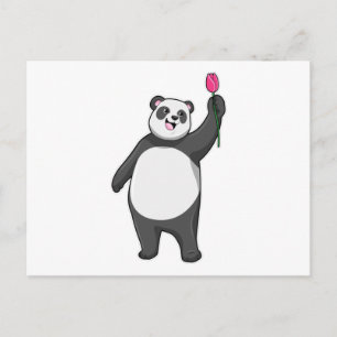 Panda with Tulip Postcard