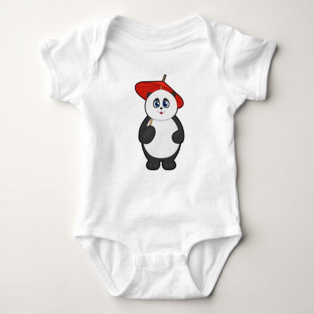 Panda with Umbrella Baby Bodysuit (Front)