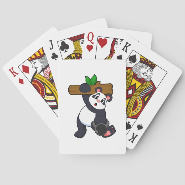 Panda with Wood at Strength training Playing Cards (Back)