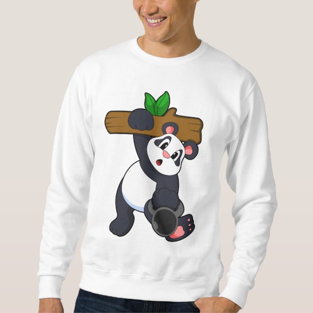 Panda with Wood at Strength training Sweatshirt (Front)