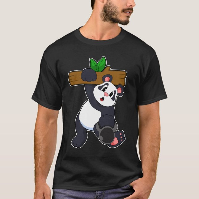 Panda with Wood at Strength training T-Shirt (Front)