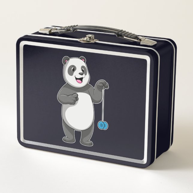 Panda with Yo-yo Metal Lunch Box (Front)