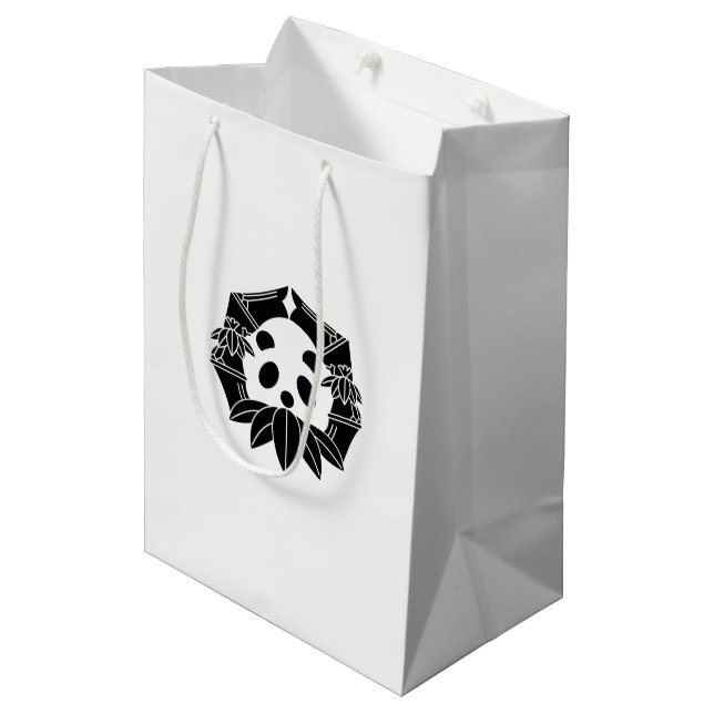 Panda within Varied Bamboo Circle Medium Gift Bag (Front Angled)