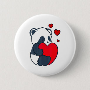 Panda Women Valentines Day Girlfriend Heart 6 Cm Round Badge