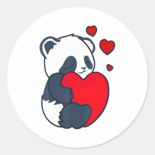 Panda Women Valentines Day Girlfriend Heart Classic Round Sticker