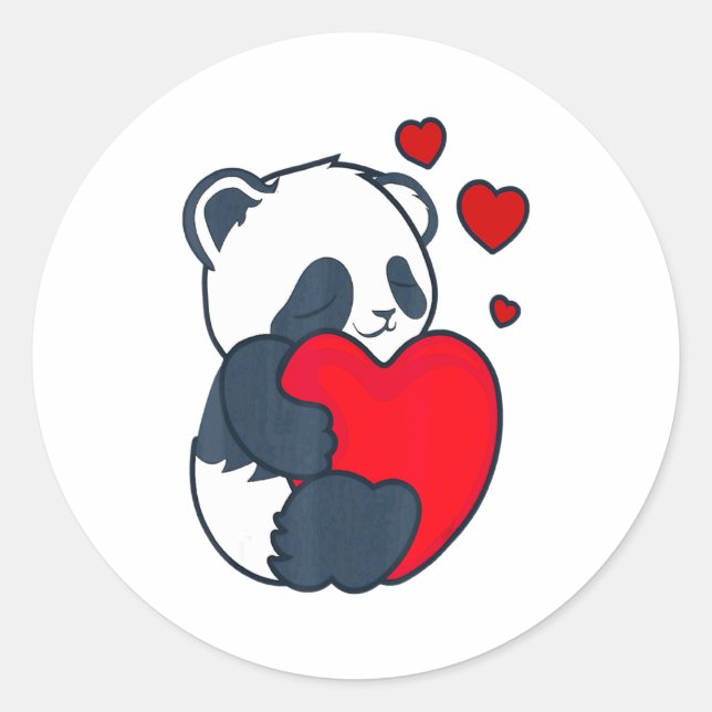 Panda Women Valentines Day Girlfriend Heart  Classic Round Sticker (Front)