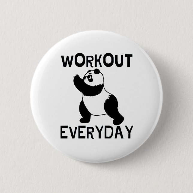 Panda Workout Gym 6 Cm Round Badge (Front)