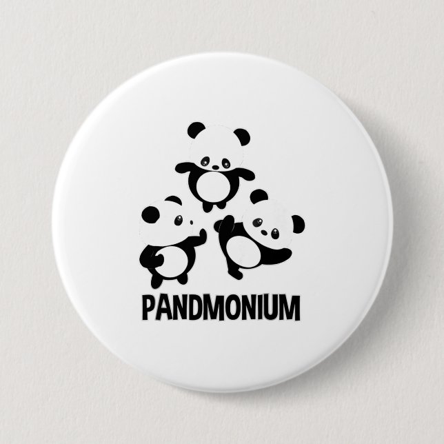 Pandamonium TShirt  Funny Panda Bear Pun Tee 7.5 Cm Round Badge (Front)