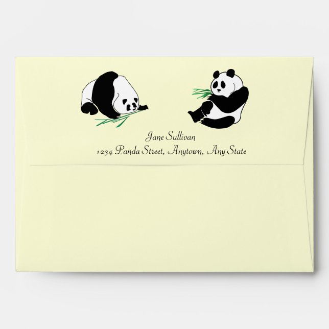 Pandas and Bamboo on an Envelope (Back (Top Flap))