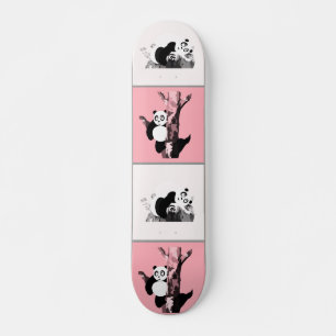 Pandas Chequered - Pink Skateboard