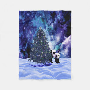 Panda's Christmas Holiday at the North Pole Fleece Blanket