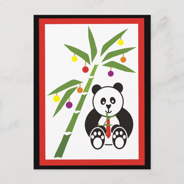 Panda's Christmas Meal! Holiday Postcard (Front)