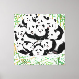 Pandas Family Canvas Print - Painting