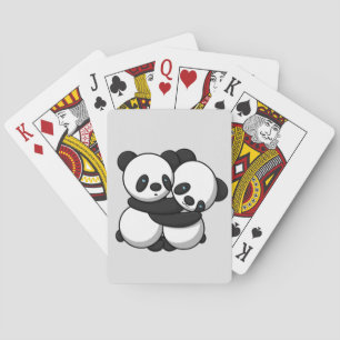 Pandas Hugging Playing Cards