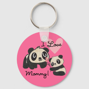 Pandas I Love Mommy Key Ring