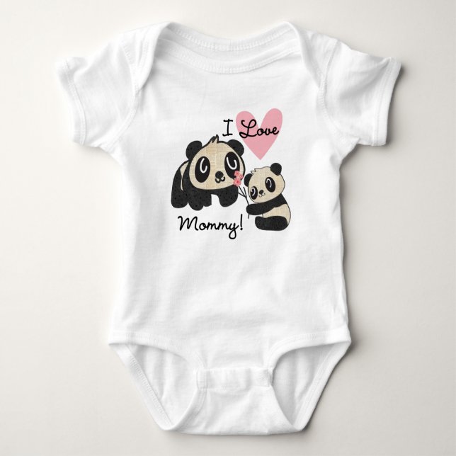 Pandas I Love Mummy Baby Bodysuit (Front)