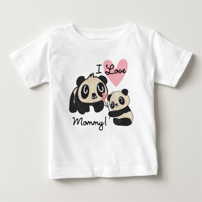 Pandas I Love Mummy Baby T-Shirt (Front)