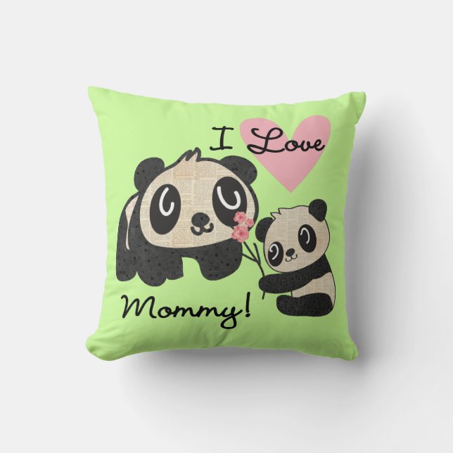 Pandas I Love Mummy Cushion (Front)