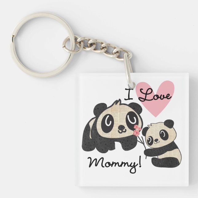 Pandas I Love Mummy Key Ring (Front)