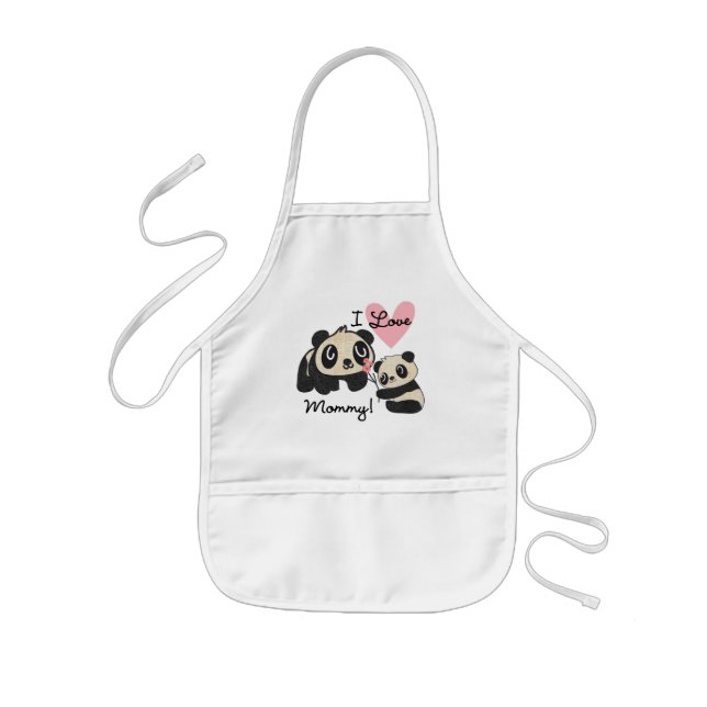 Pandas I Love Mummy Kids Apron (Front)