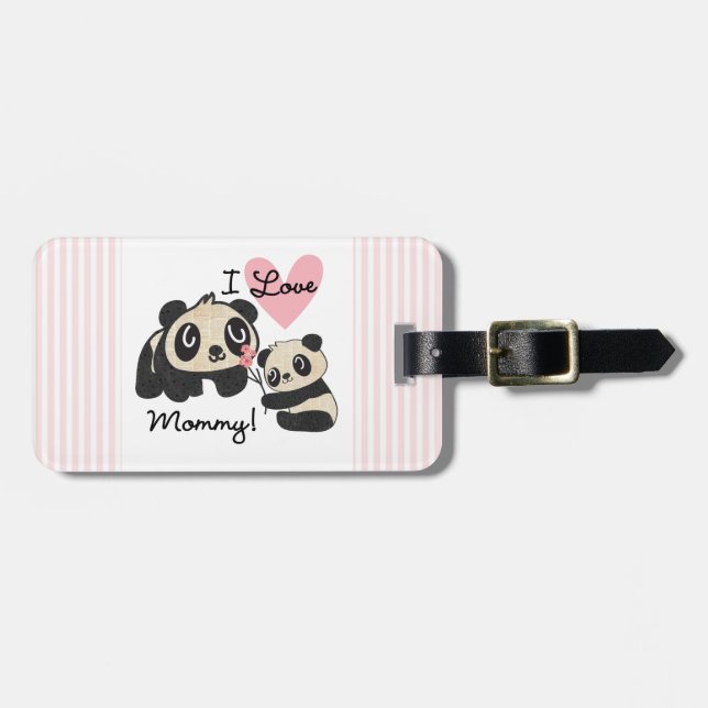 Pandas I Love Mummy Luggage Tag (Front Horizontal)