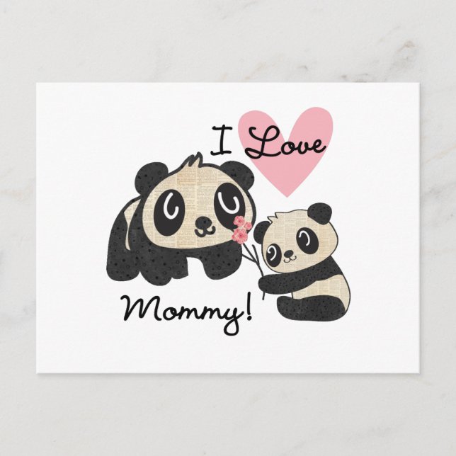 Pandas I Love Mummy Postcard (Front)