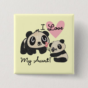 Pandas I Love My Aunt 15 Cm Square Badge