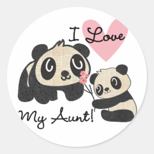 Pandas I Love My Aunt Classic Round Sticker