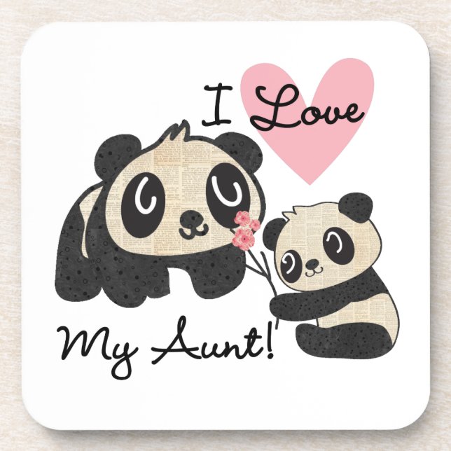 Pandas I Love My Aunt Coaster (Front)