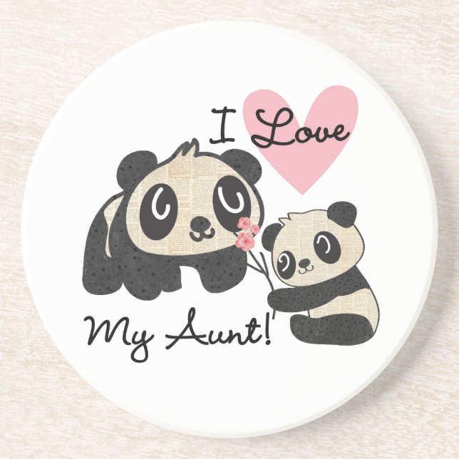 Pandas I Love My Aunt Coaster (Front)