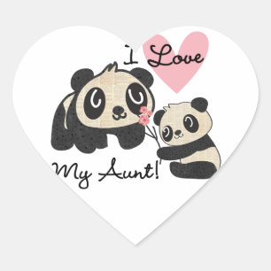Pandas I Love My Aunt Heart Sticker