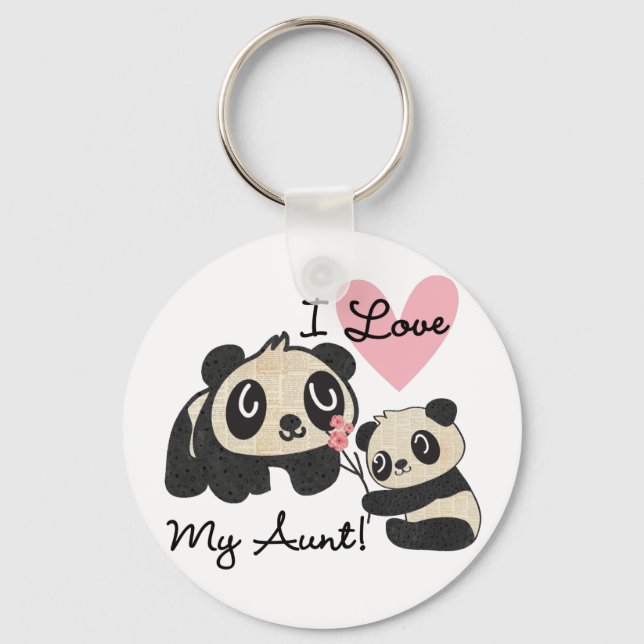 Pandas I Love My Aunt Key Ring (Front)