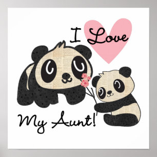 Pandas I Love My Aunt Poster