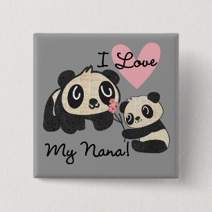 Pandas I Love My Nana 15 Cm Square Badge