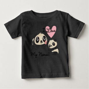 Pandas I Love My Nana Baby Raglan T-shirt